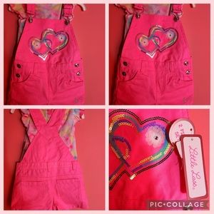 NEON PINK DENIM OVERALLS SET